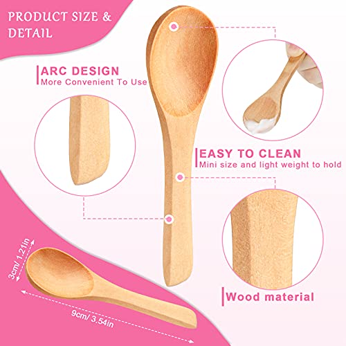 36 Pieces Small Wooden Spoons Wooden Makeup Spatulas Cosmetic Spoons Mini Nature Beauty Scoop for Women Girls Mixing Makeup, Facial Cosmetic, Skin Care