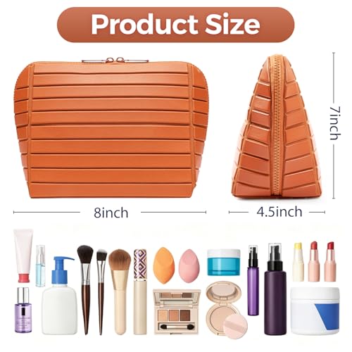 Travel Makeup Organizer Bag with 27 Pockets & 3 Brush Holders