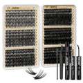 Lash Clusters Kit, 30D-100D Individual Lashes Kit, 708 pcs Lash Clusters Eyelash Extension Kit, 0.07mm Thickness Soft False Lashes with Lash Bond and Seal (30D/40D/50D/60D/80D/100D, 8-16mm)
