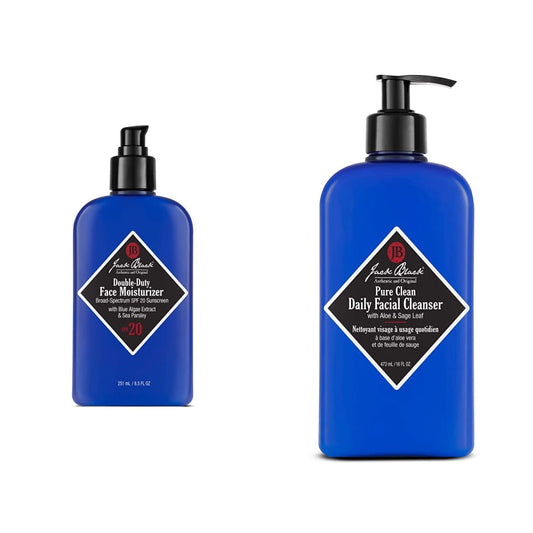 Jack Black Double-Duty Face Moisturizer, 8.5 fl oz and Pure Clean Daily Facial Cleanser, 16 fl oz Set