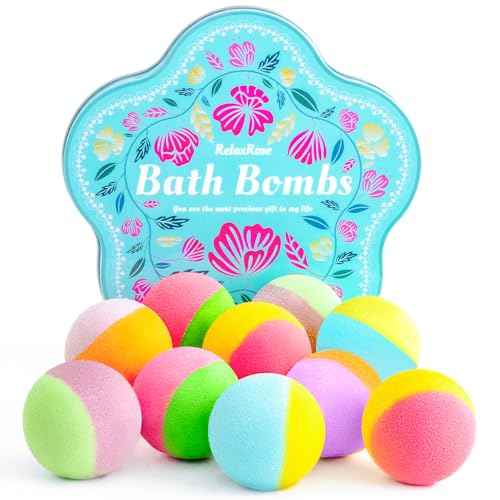 Bath Bomb Gift Set ? 10 Handmade Bath Bombs with Natural Ingredients, 5 Aromatic Scents, Relaxing Spa Bombs for Women, Men, and Kids, Best Birthday Gifts for Stress Relief and Relaxation