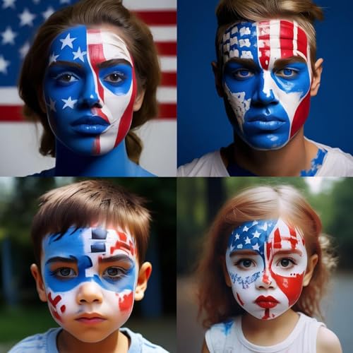 Mysense Red White Blue Face Paint Stick - Water Based Patriotic Makeup