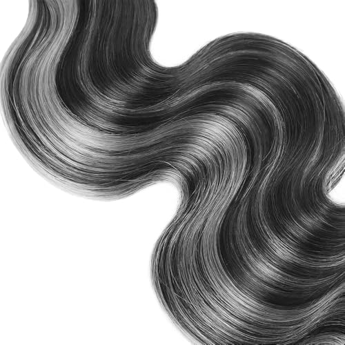 Fridnae Grey Ombre Body Wave Human Hair Bundles 32 Inch Salt & Pepper Two Tone Highlight - P1BGrey