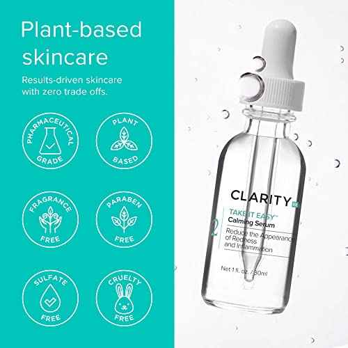 ClarityRx Take It Easy Calming Face Serum, Natural Plant-Based Anti-Redness Treatment for Sensitive Skin & Rosacea