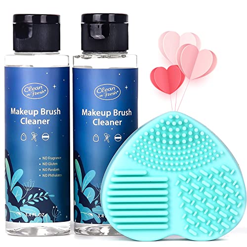 Makeup Brush Cleaner Set with Silicone Mat - 6.8 Fl Oz, 2-Pack