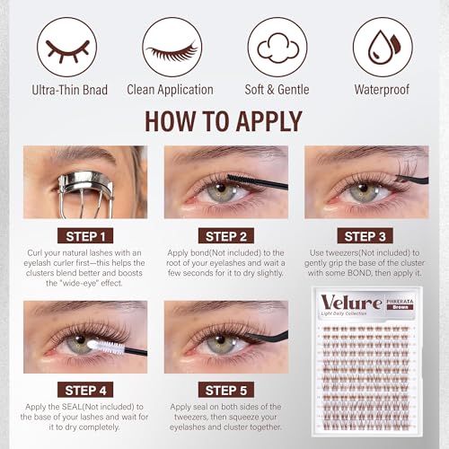Brown Cluster Lash Extensions Kit - 120pcs Wispy C Curl