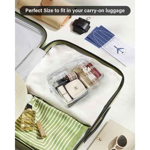 TSA Approved Toiletry Bag - Clear Makeup Bag Waterproof Quart Size Bag, Travel Makeup Cosmetic Bag for Women Travel Car Car Accessories Essentials for Men and Women (3 Pack-Clear)