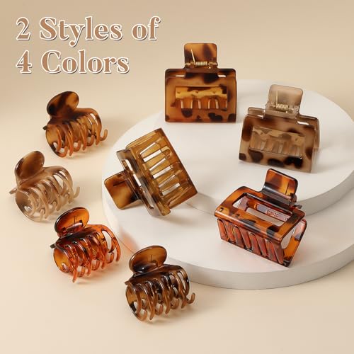 8 Pack Small Hair Clips for Women Girls, Square Claw & Stylish Hair Barrettes