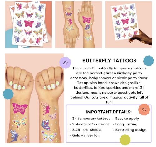 xo, Fetti Butterfly Tattoos for Kids - 34 Glitter Designs