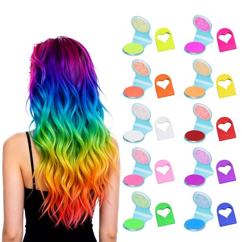 10 Colors Temporary Hair Chalk Set - Washable Neon Hair Dye for Kids