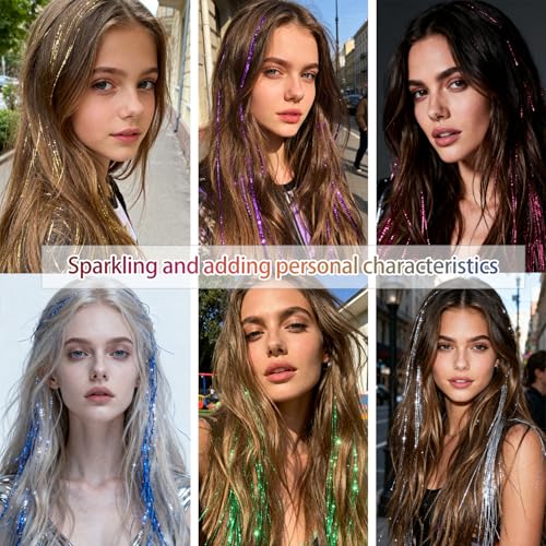 Colorful Hair Tinsel 47 Inch 12 Colors Fairy Extensions Kit