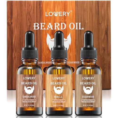 Beard Oil for Men ? Sandalwood, Vanilla & Cedarwood Natural Mens Beard Oil Kit with Argan & Jojoba Oil - Beard Softener & Deeply Moisturizer Adding a Natural Shine, Grooming Kit Beard Care for Him