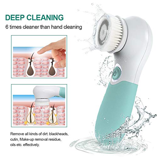 Electric Facial Cleansing Brush with 3 Heads & 2 Speeds