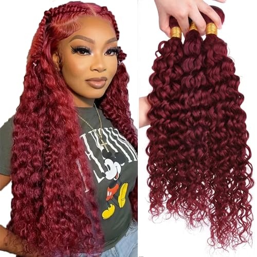 #99J Burgundy Water Wave Human Hair Bundles 3pcs