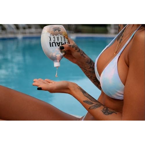 Tanning Paradise Maui Black TanningLotion Instant Dark Tanning Lotion Natural Tan Lotion with Coconut Oil and Aloe Hydration Boost and Tattoo Protection 13.5oz