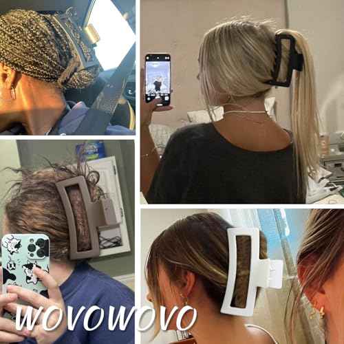 3Pcs Jumbo Hair Claw Clips for Thick Hair, 5 Inches Extra Large Non-Slip Hair Claws Rectangle Hair Clips for Buns Ponytails Strong Hold Hair Accessories for Women Girls