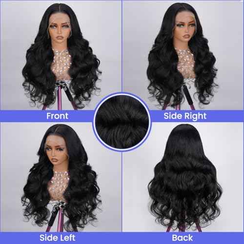 13x4 Body Wave Lace Front Wigs Human Hair Pre Plucked 180% Density HD Transparent Lace Frontal Wigs for Women, 9A, Small Bleached Knots, with Baby Hair, 18 Inch, Natural Color