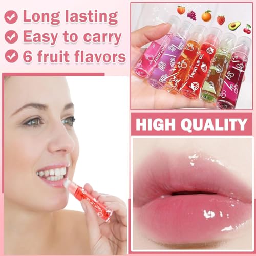 6 Pcs Fruit Flavored Roll-On Lip Gloss Oil Set