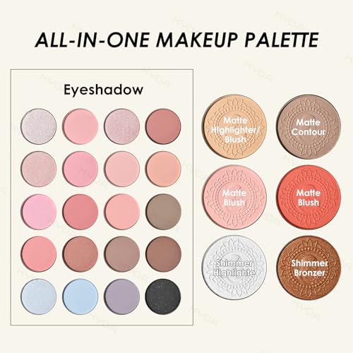 KYDA 26-Color All-in-One Makeup Palette with Eyeshadow, Blush & Highlighter