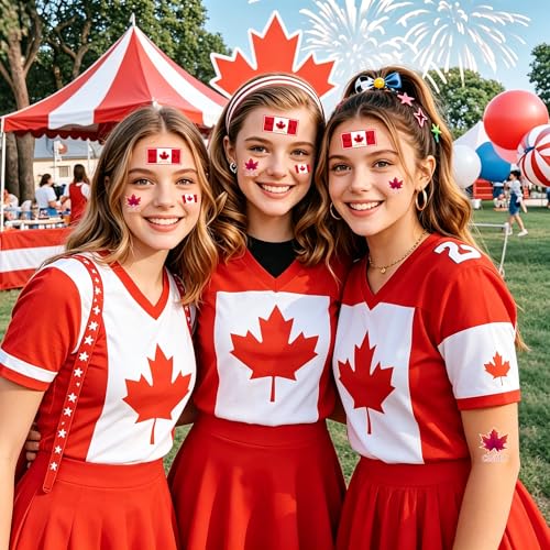 56Pcs Canadian Flag Temporary Tattoos Waterproof