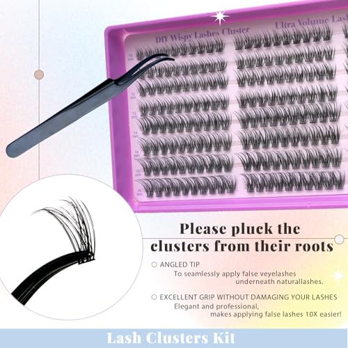 DIY Wispy Lash Clusters Natural Eyelash Extensions - Mink-Like Fibers, 10-16mm