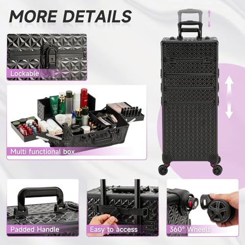 Professional Rolling Makeup Case with Wheels - Beauty Trolley