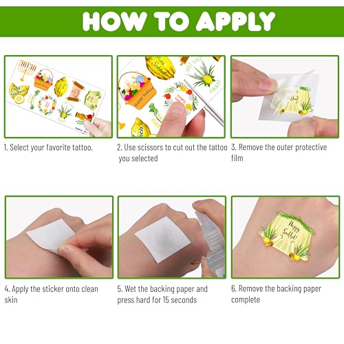 100 PCS Sukkot Temporary Tattoos for Kids Party Favors