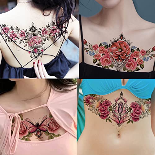 Floral Temporary Tattoos for Women | Waterproof 5-7 Days
