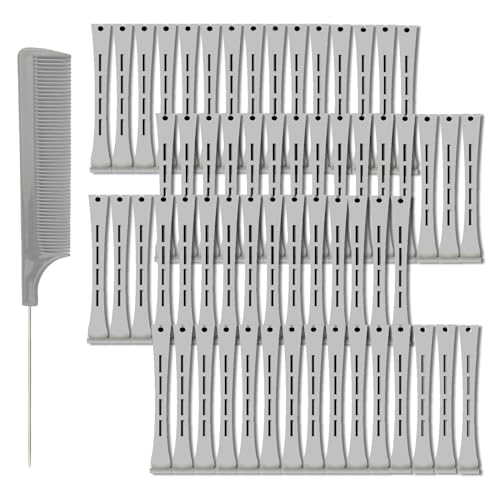SHEHARUHI Gray 1.5cm Hair Perm Rods 60pcs Curlers with Steel Pintail for Styling