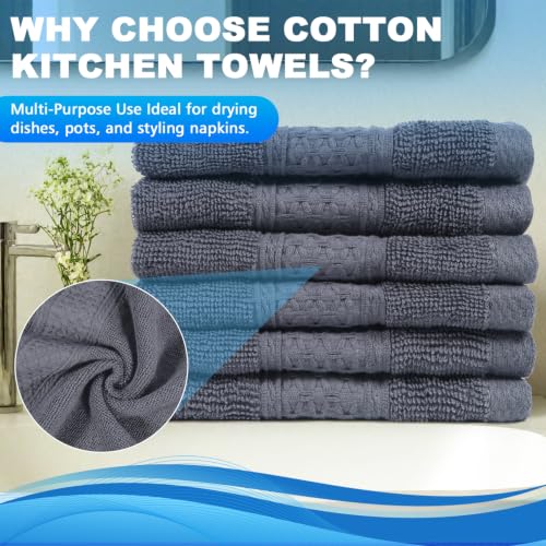100% Cotton Washcloths 12x12 Inch 6 Pack Grey