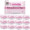 mivida 500 Count Hypoallergenic Bulk Individually Wrapped Makeup Remover Wipes with Vitamin E | Dermatologist Tested | Alcohol-Free, Fragrance-Free makeup wipes | bulk makeup wipes