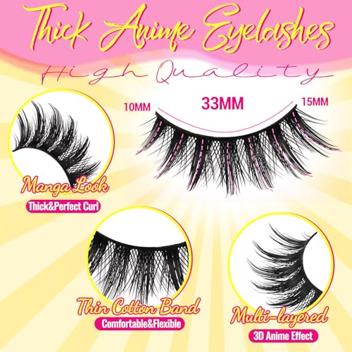 Ahrikiss Manga Spiky Anime False Eyelashes - Faux Mink 7 Pairs