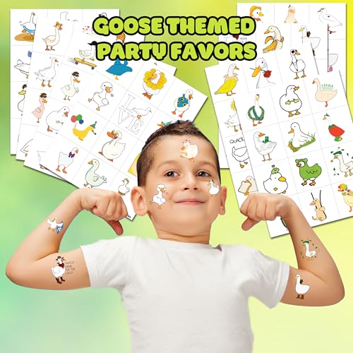 96 PCS Duck Temporary Tattoos for Kids - 8 Sheets