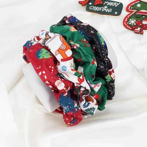 Christmas Hair Ties for Women Xmas Santa Claus Ponytail Holders Hair Scrunchies Hair Bands Accessories