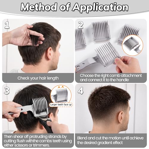 A 4-in-1 Detachable Blend Friend Fade Comb Set, Blend Friend, Barber Fade Comb, Uitable for Home, Salon Use, Compatible with all Hair Cutting Shears and Barber Tools (Grey New)