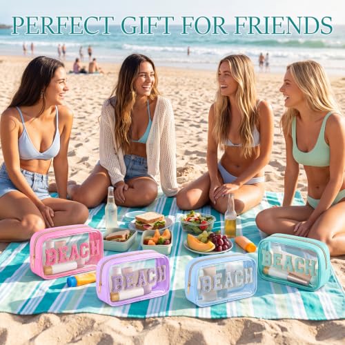 Clear Beach Makeup Bags 15-Pc Set Waterproof Chenille Letter