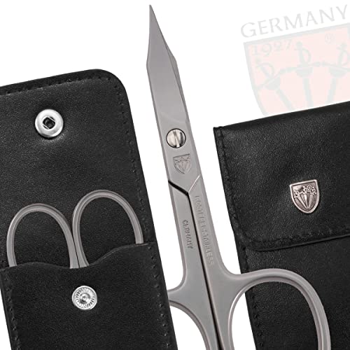 3 Swords Germany - brand quality STAINLESS STEEL INOX CURVED COMBINED CUTICLE & NAIL SCISSORS (1 PIECE) with case for manicure pedicure - nail care by 3 Swords - Made in Germany