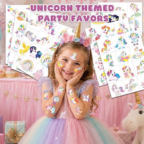 96 PCS Unicorn Temporary Tattoos for Kids | Pre-Cut Party Favors