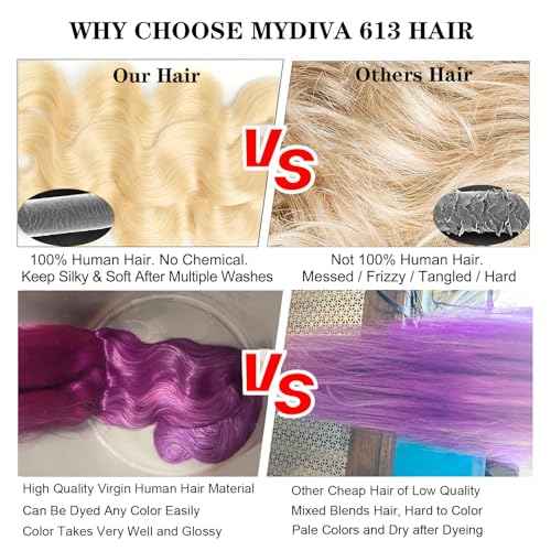 613 Blonde Body Wave Bundles Human Hair 18 inch 100% Unprocessed Virgin Human Hair Bundles 12A Quick Weave Human Hair Extensions