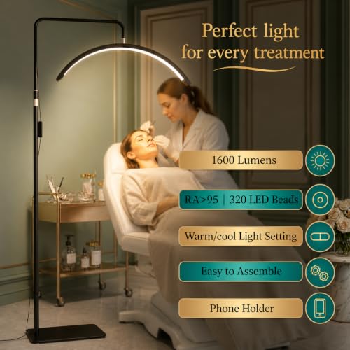 23-Inch Half Moon Lash Lamp - Adjustable LED Light for Beauty