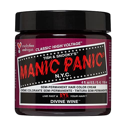 MANIC PANIC Classic Divine Wine Semi Permanent Hair Color - Deep Red-Based Pink Hair Dye for Women & Men That Lasts 4-6 Weeks - Vegan, Ammonia & Cruelty-Free - Create & Mix Custom Shades (4oz)