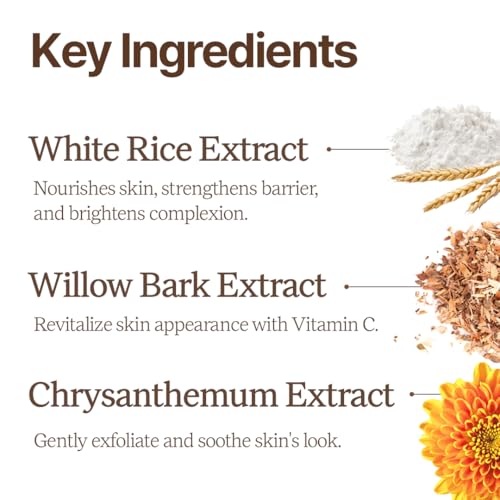 Gentle Rice Bran Toner Korean for Face (Tone, Rejuvenate & Moisturize) - Hydrating Vegan with Hyaluronic Acid - Rice Bran Extract (16.9 Fl oz)