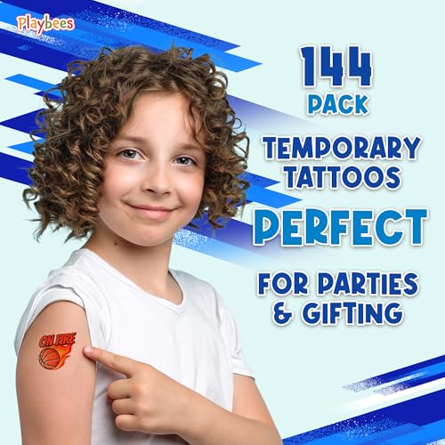 Playbees Sports Temporary Tattoos 144 Pack