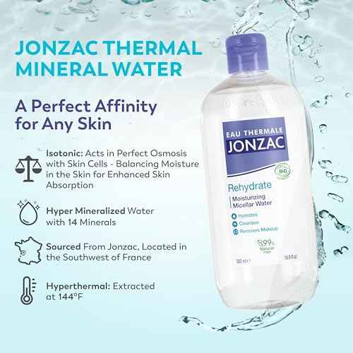 Eau Thermale Jonzac 99% Organic Micellar Water - Natural Eye & Face Makeup Remover - Hydrating With Thermal Spring Water - For Sensitive Skin - Non-Toxic - Agua Micelar Org?nica - 16.9 Fl Oz