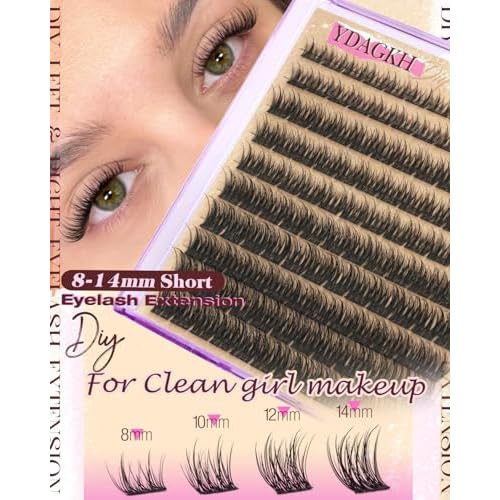 Short Lash Clusters 8-14mm Natural Cluster Eyelashes Ultra-Thin Band Cluster Eyelash Extensions Wispy Lash Extension DIY Silk Mink Eyelash Clusters Super Natural