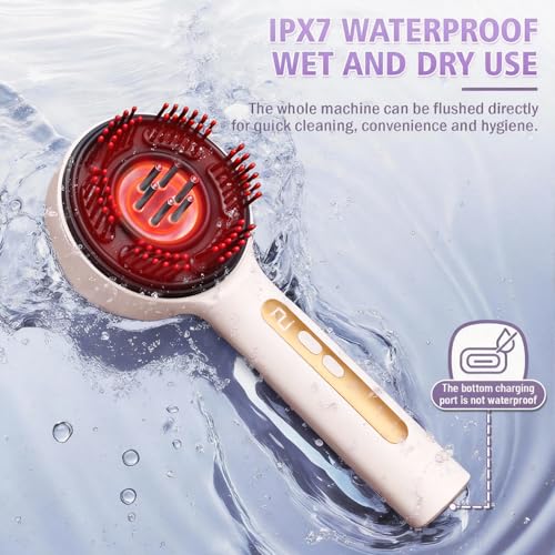 Hair Growth Comb,Electric Scalp Massager Comb,IPX7 Waterproof,Portable for Home & Travel,White