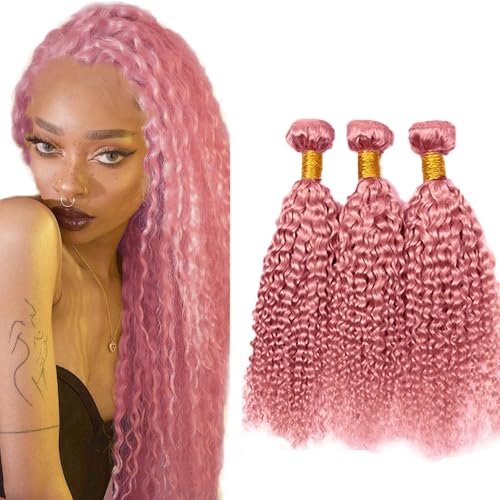 FuivJuix Pink Water Wave Human Hair Bundles - 24-28 Inch