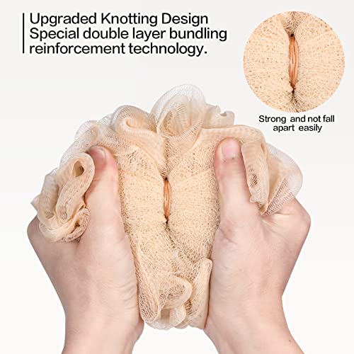 Fishent Loofah Bath Sponge 4 Pack - Soft Exfoliating Body Scrubber