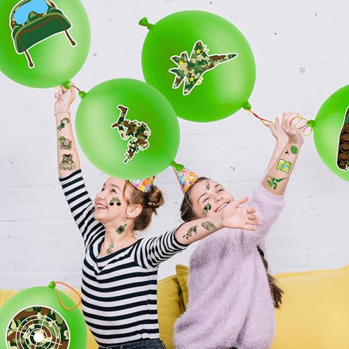 Camo Party Favor Set - 24 Punch Balloons & 48 Tattoos
