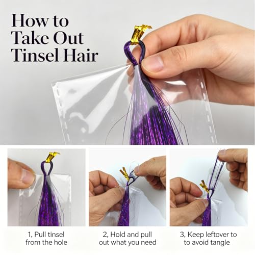 Celinabella Galaxy Pink Hair Tinsel Kit - 6 Packs, 1500 Strands, 48"